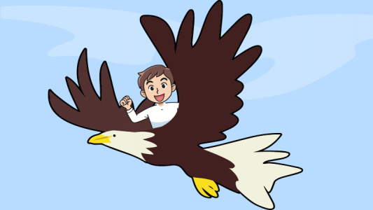 Man flying on eagle