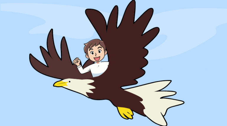 Man flying on eagle